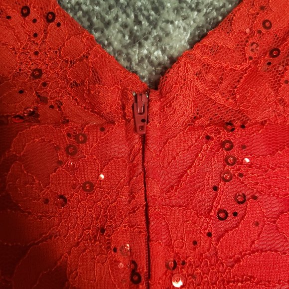 SOLD Red Sleeveless Sequin Fabric dress for Girls - Picture 4 of 11